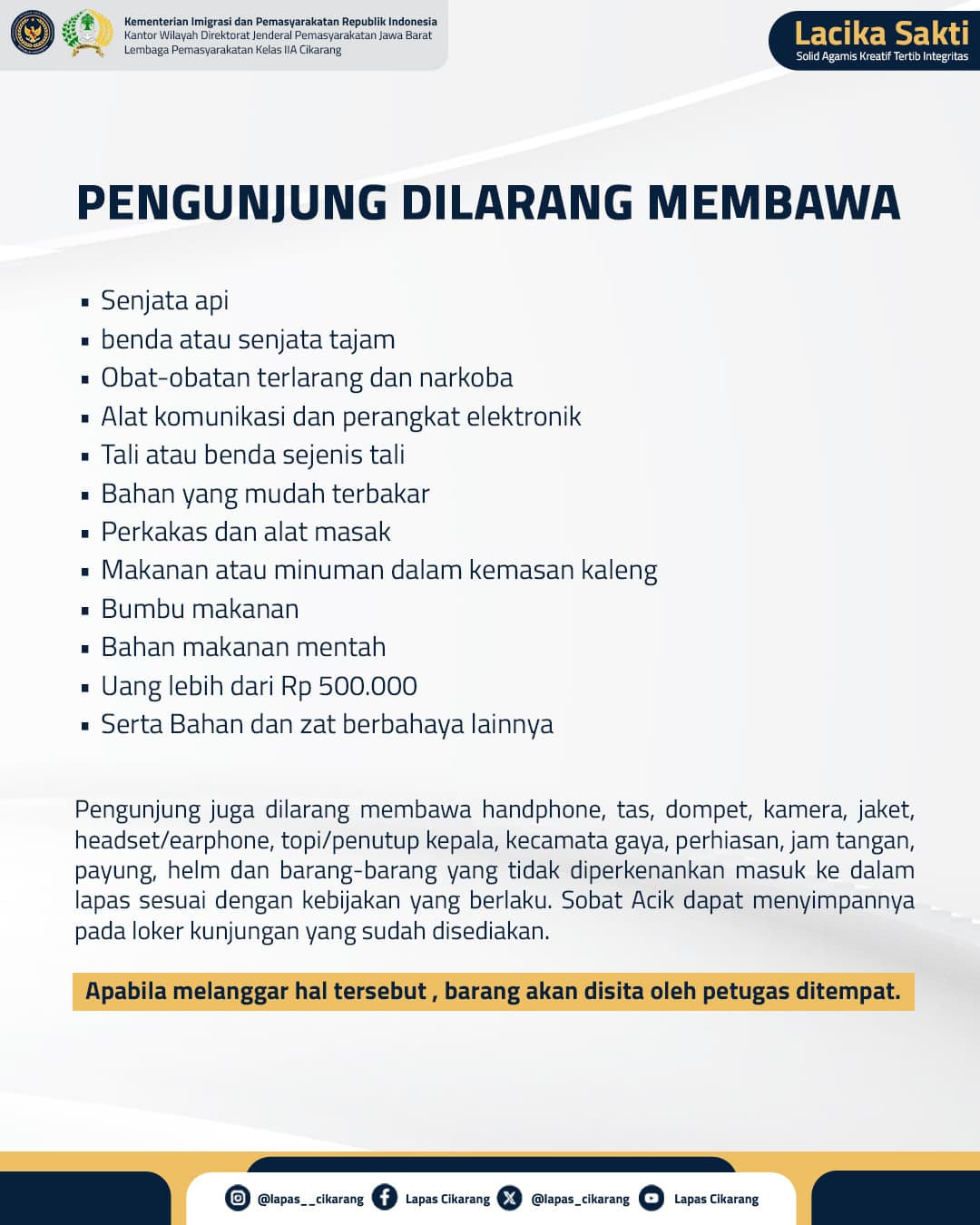 Daftar Barang yang Dilarang Dibawa